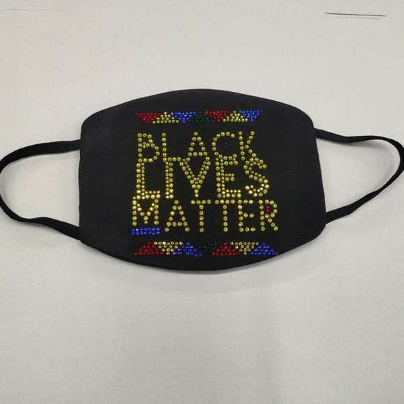 Black Lives Matter Bling Multicolor Face Mask - Picture 3 of 10
